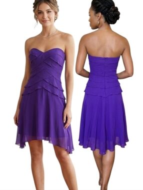 TADASHI SHOJI Silk Handkerchief Hem Strapless Cocktail Dress - Size 6